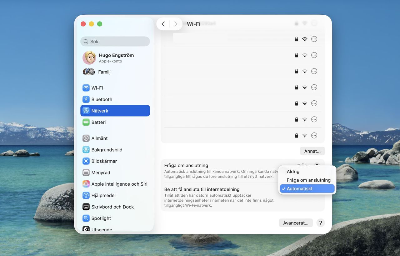macOS Tahoe kan automatiskt ansluta till hotspot