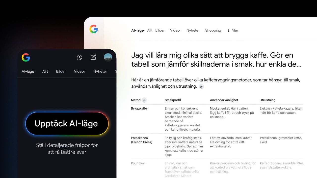 Nu kommer Googles AI-läge till Sverige