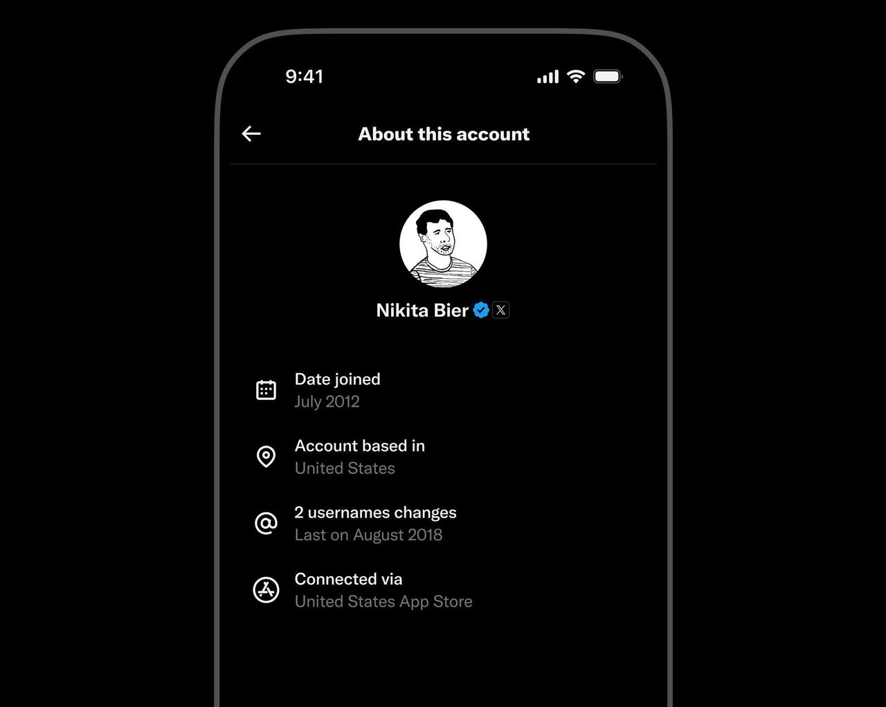 X börjar visa i vilket land en användare befinner sig