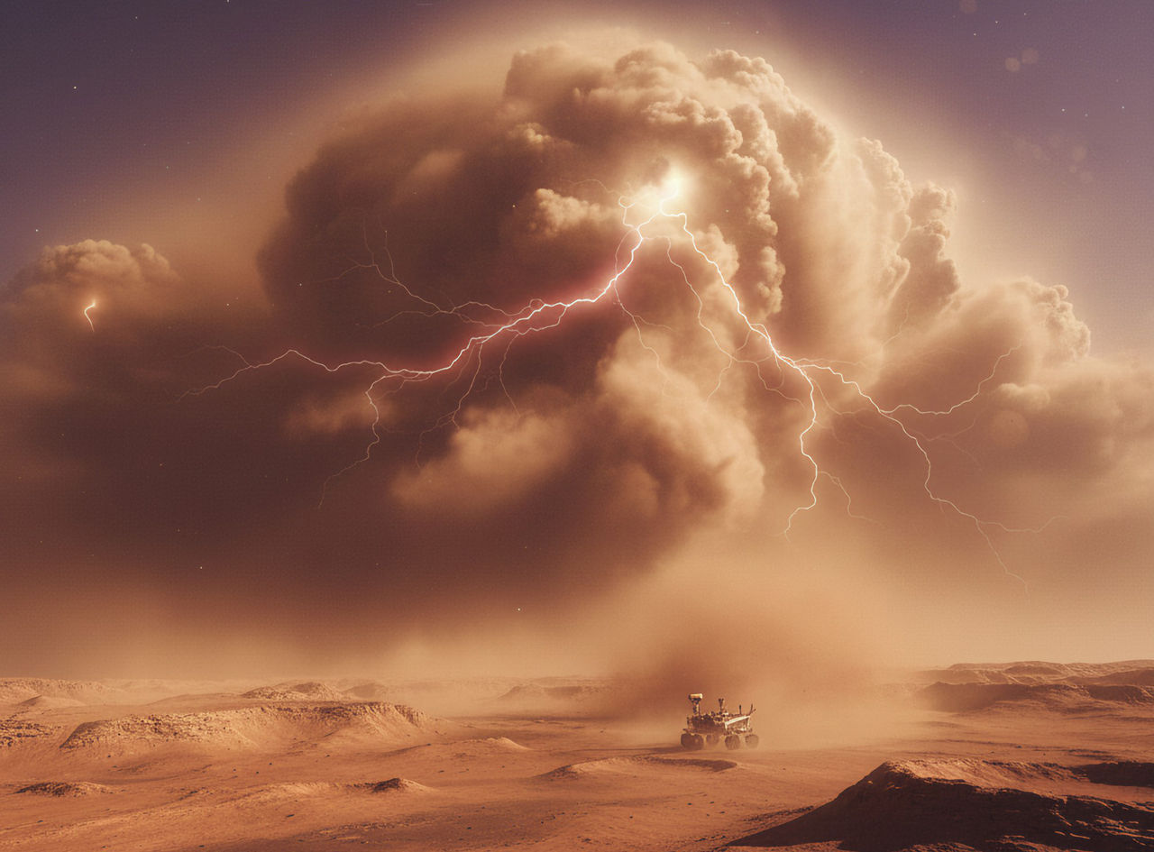 Blixtar på Mars registrerade för första gången