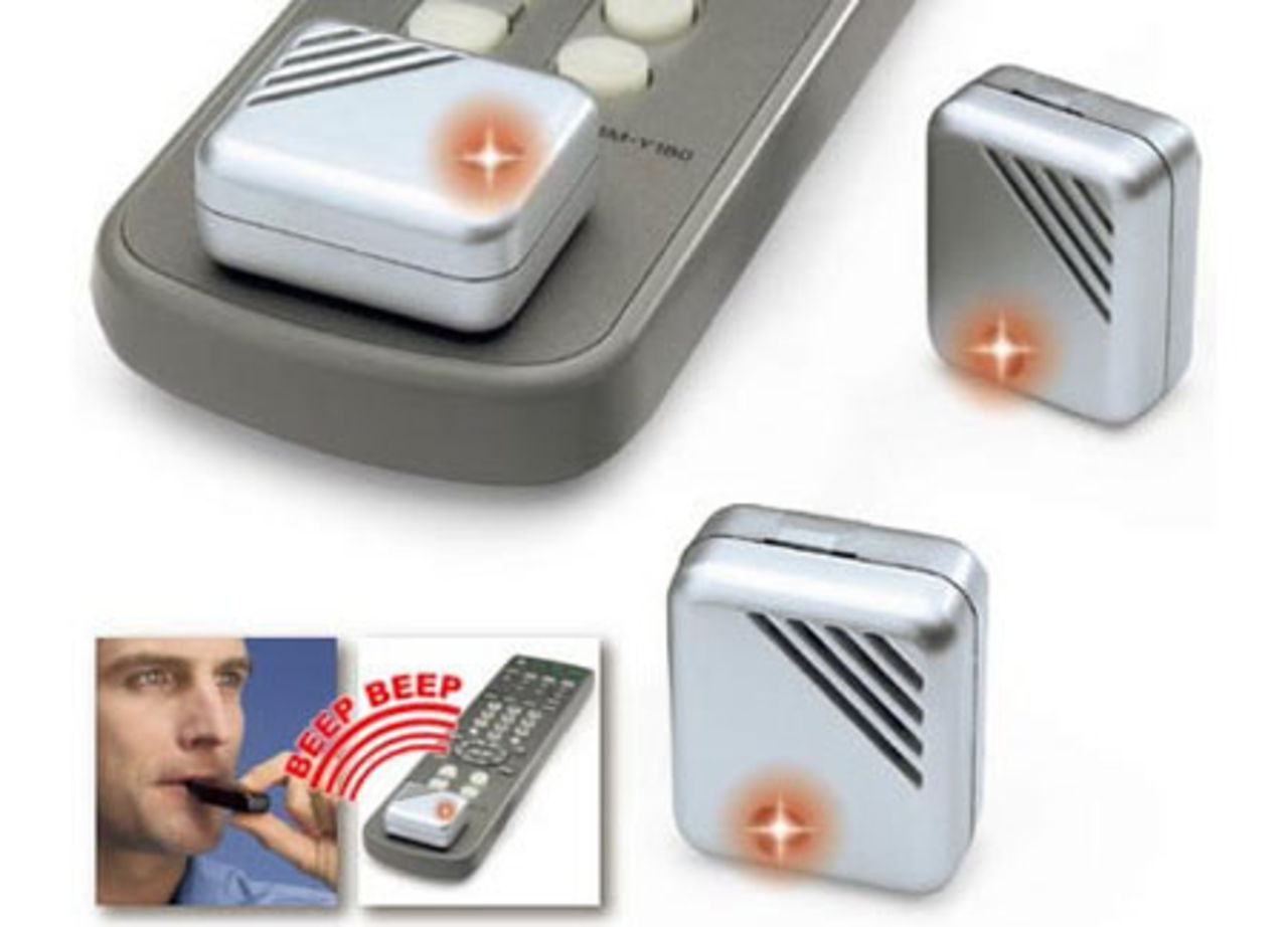 Vissla för att hitta fjärrkontrollen