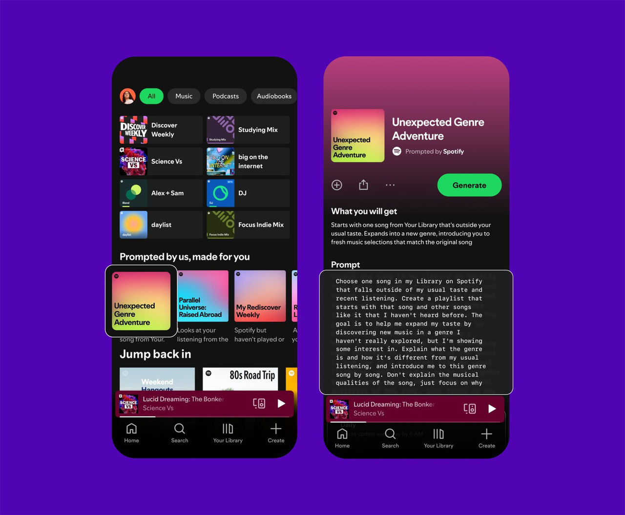 Nu kan du prompta spellistor på Spotify
