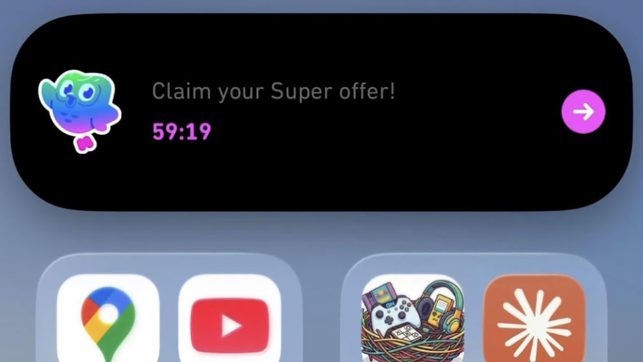 Duolingo visar reklam i Dynamic Island