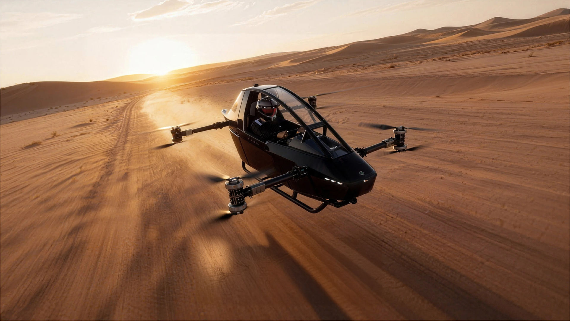 Rictor visar upp quadrokopter för en person