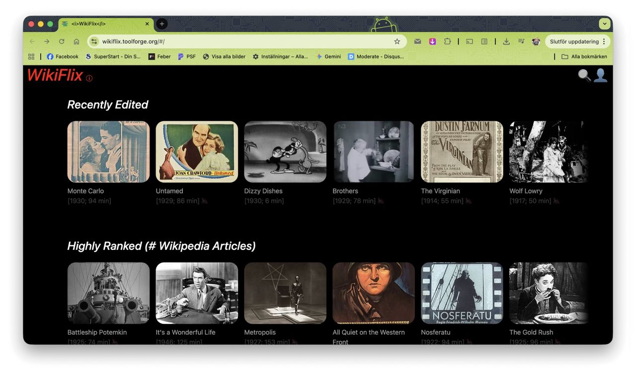 Kolla in gamla filmer gratis på WikiFlix