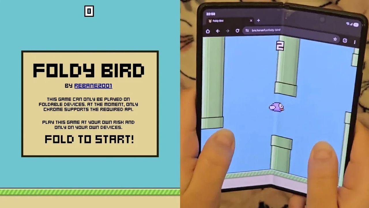 Spela Flappy Bird på vikbara telefoner