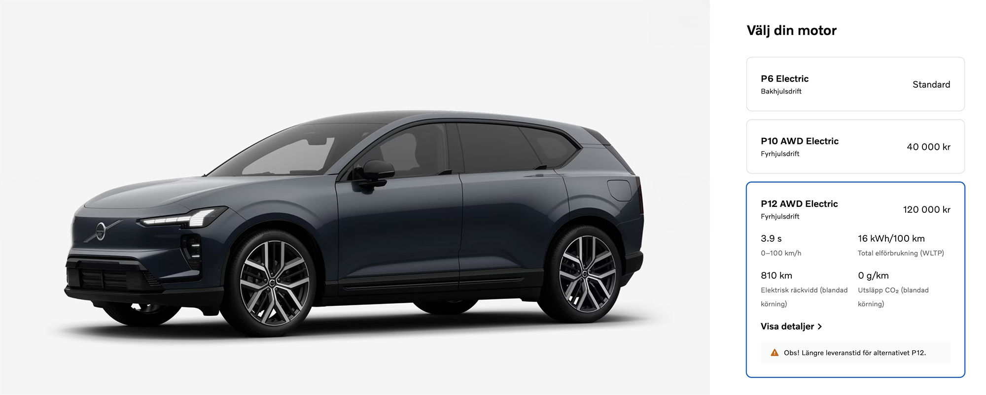 Du får vänta över ett år på Volvo EX60. Om du vill ha lång räckvidd.