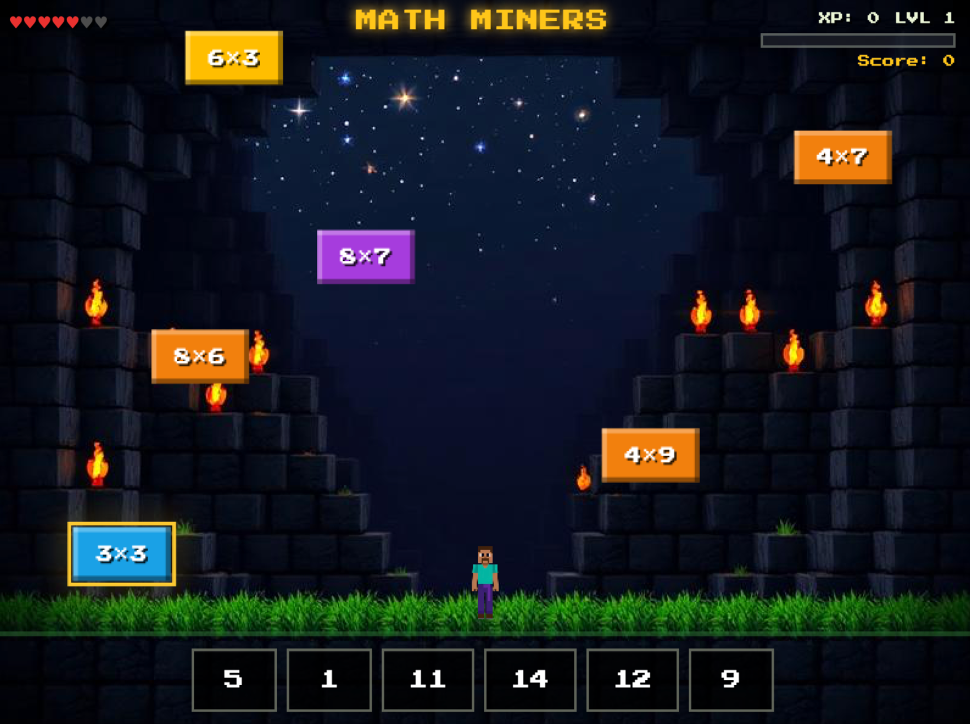 Math Miners är multiplikationstabellen för gamers