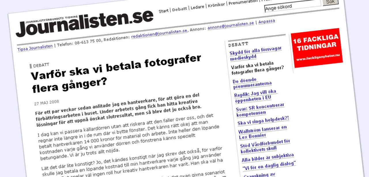 Debatt om fotografers prissättning