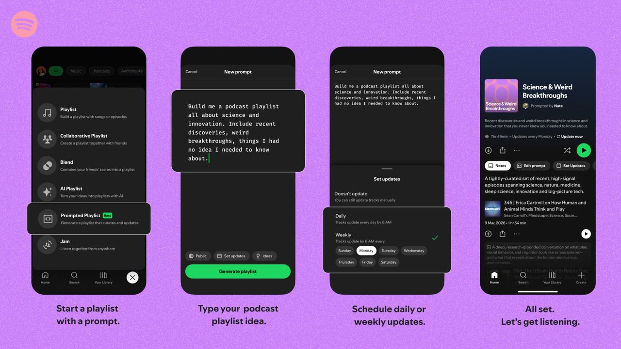 Spotify släpper promptade spellistor för podcasts