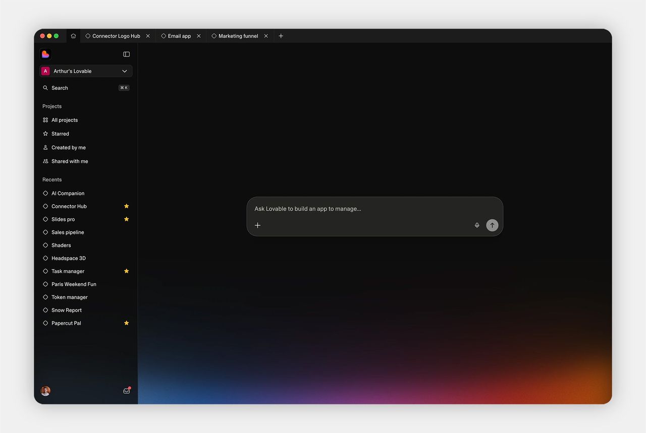 Lovable har också fått en Mac-app