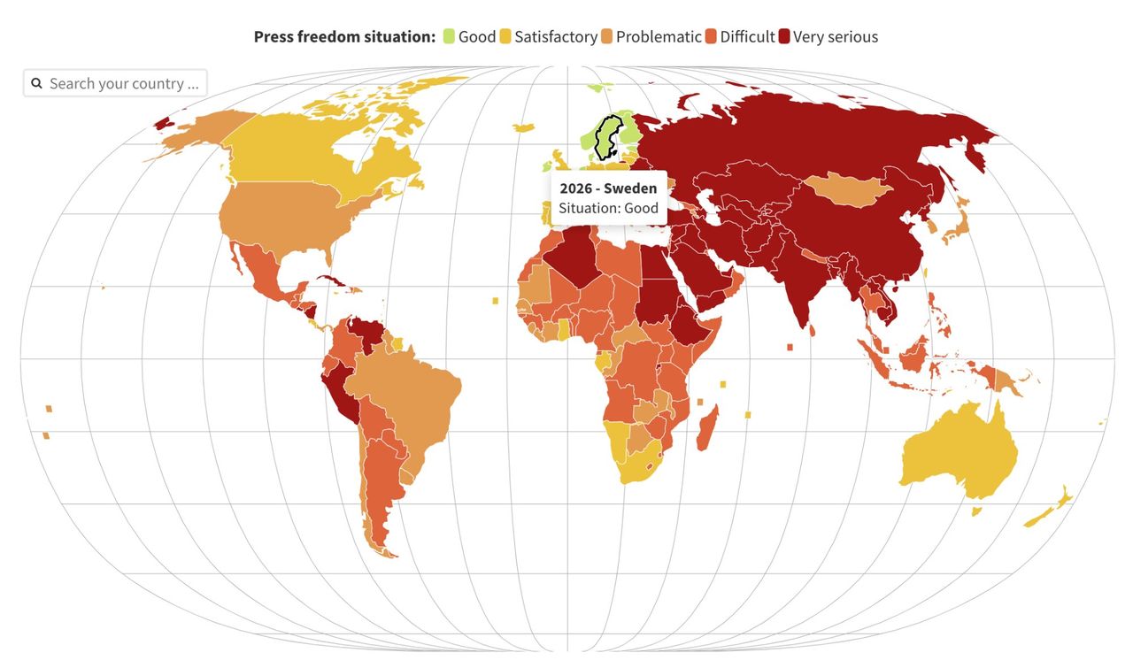 Världens pressfrihet fortsätter att falla