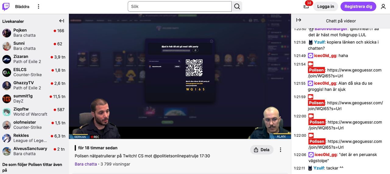 Nu har polisen börjat streama på Twitch
