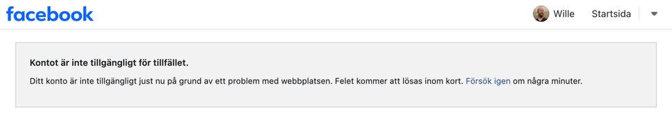 Problem med att komma in på Facebook