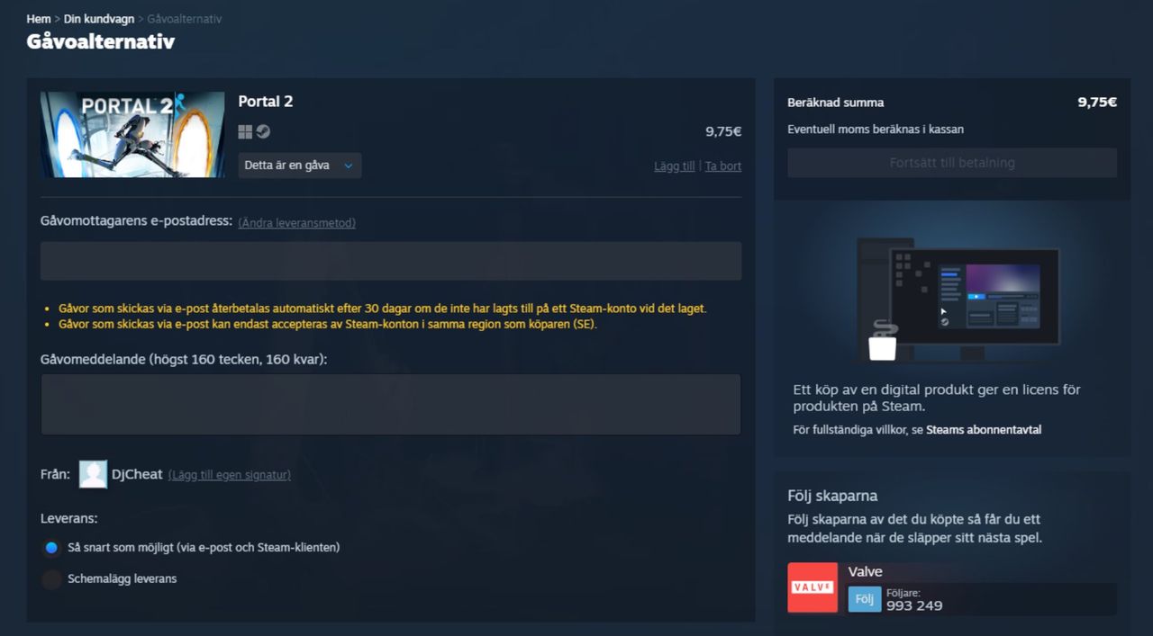 Nu är det smidigare att ge bort spel på Steam