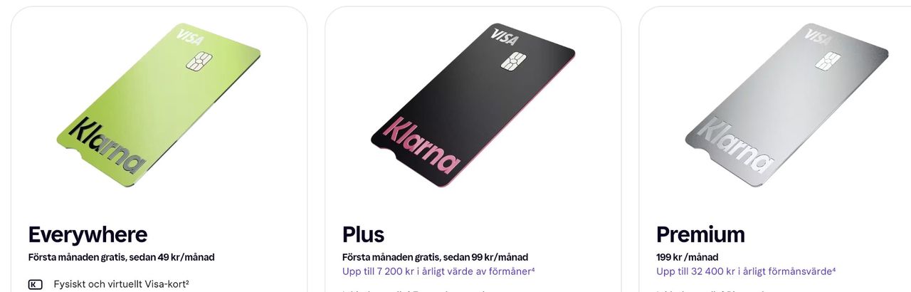 Klarna ska börja ta betalt för kreditkort