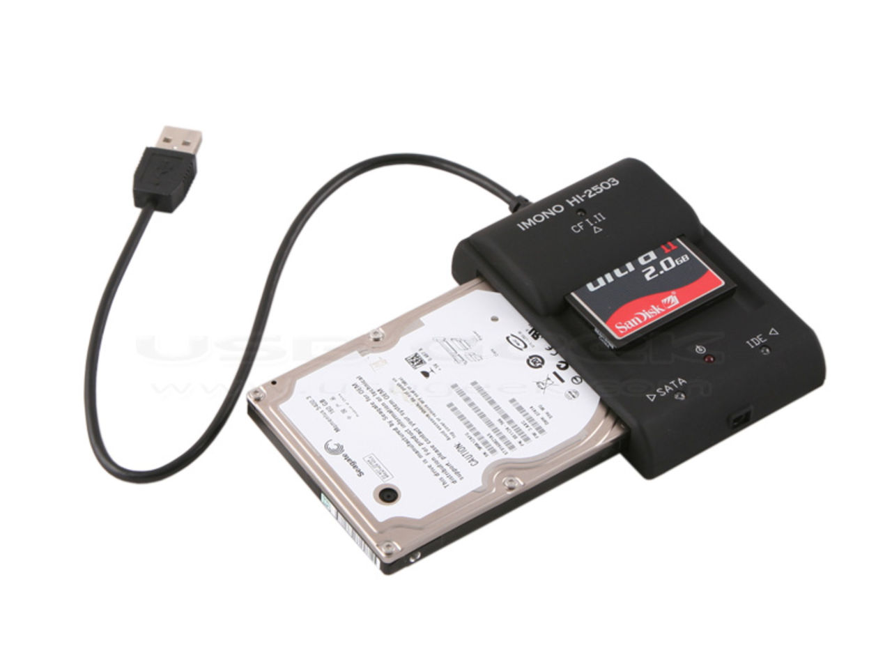 USB-adapter för CF-kort, SATA- och IDE-diskar