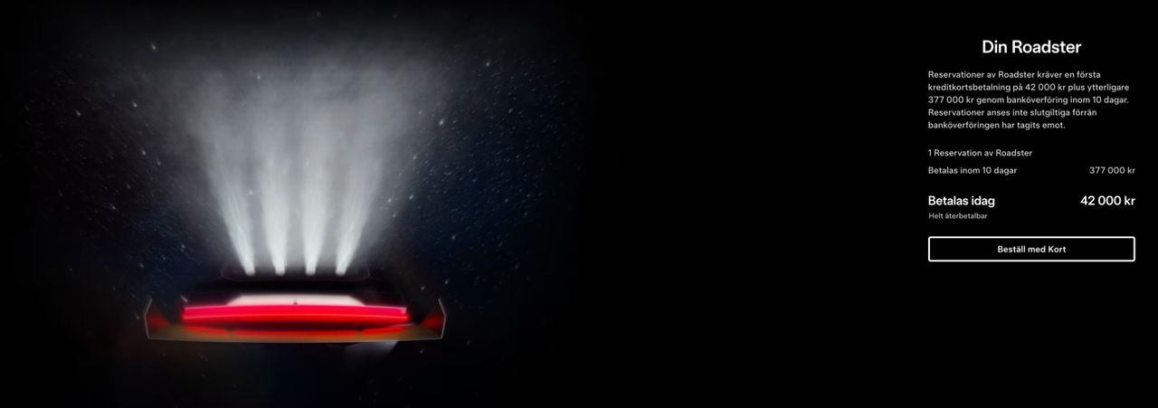 Tesla Roadster visar upp nosen