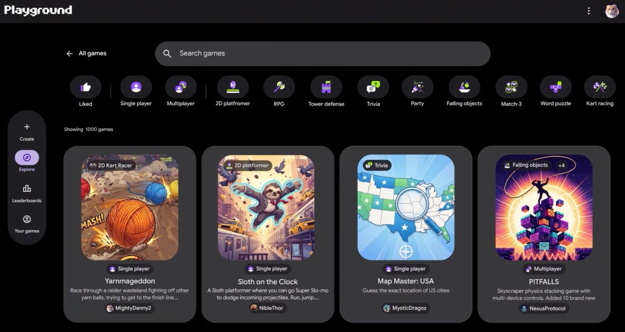 Gör egna spel med Google Playground