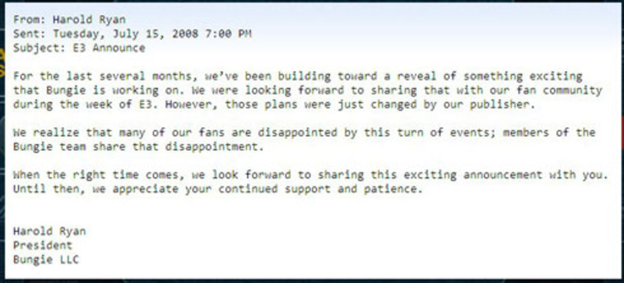 Bungie visar inte upp något nytt spel idag