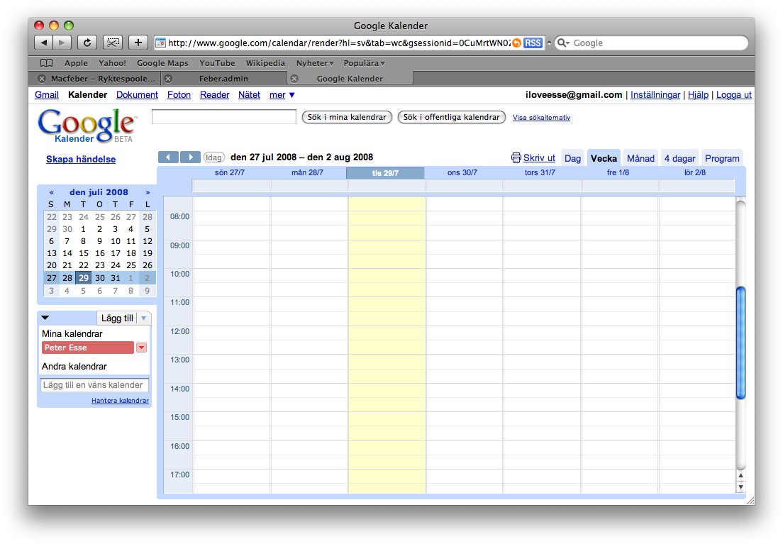 Google Calendar med CalDAVsupport. . Feber / Mac