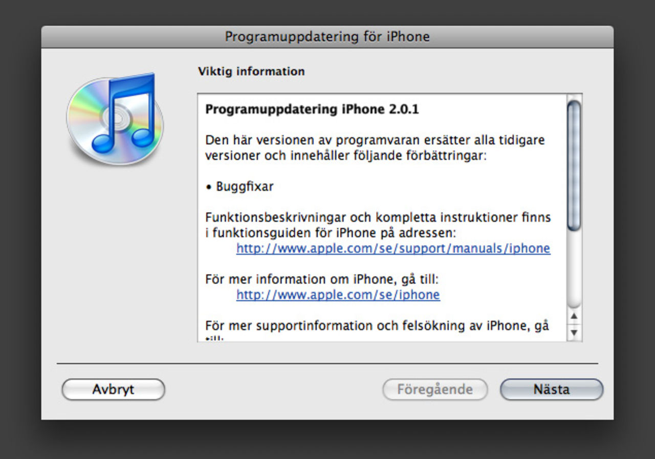 iPhone/iPod touch 2.0.1 släppt