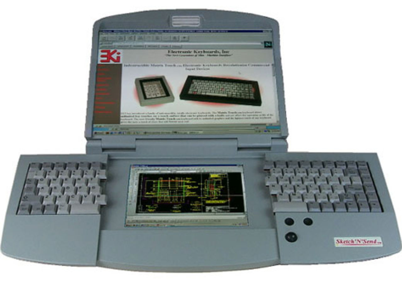 Mysko laptop med dubbla skärmar