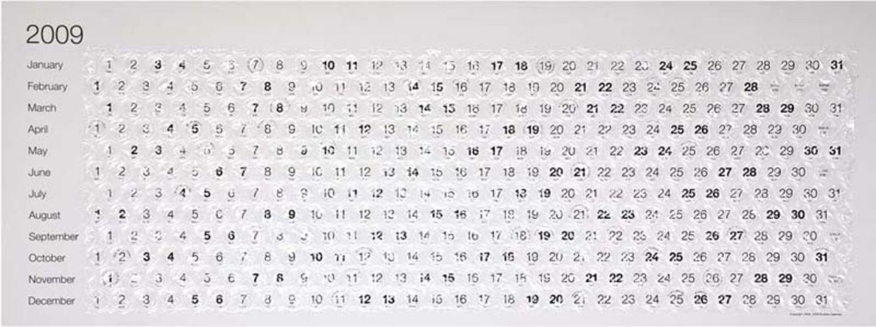 En kalender i bubbelplast