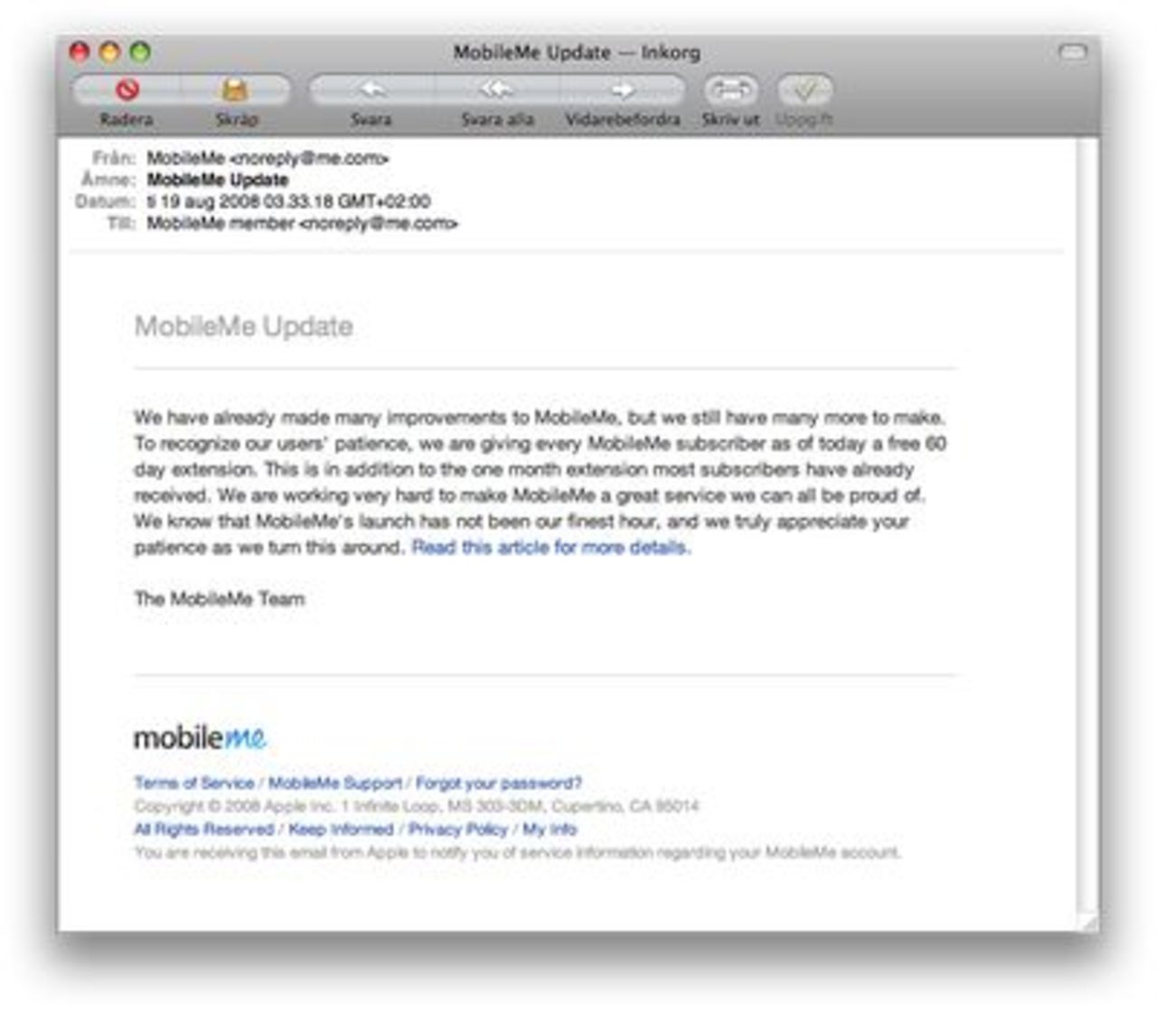 Apple bjuder på ytterligare 60 dagar MobileMe