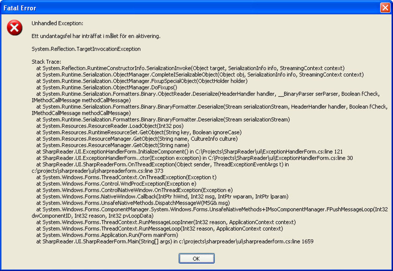 Dagens felmeddelande
