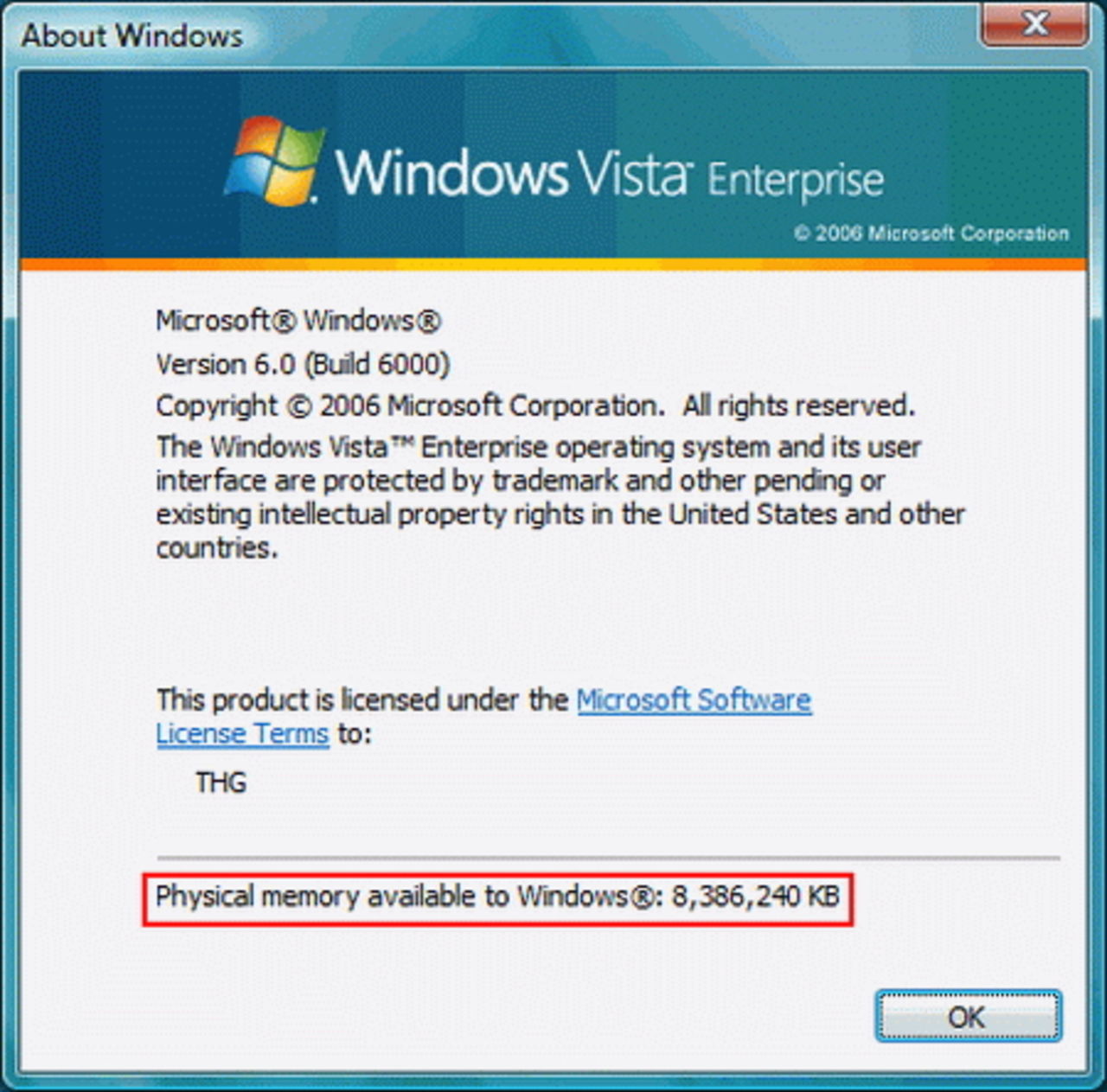 Windows Vista med 8 GB RAM