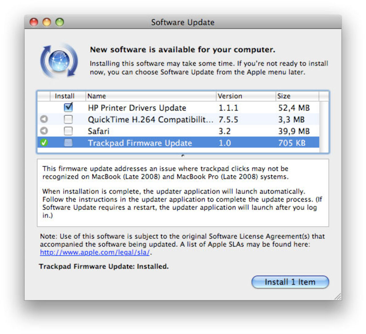 Styrplattan fixad på ny MacBook