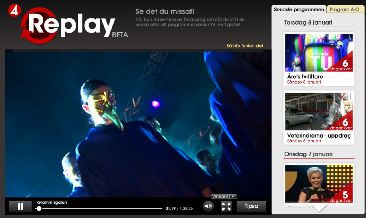 TV4 replay låter dig se program när du vill