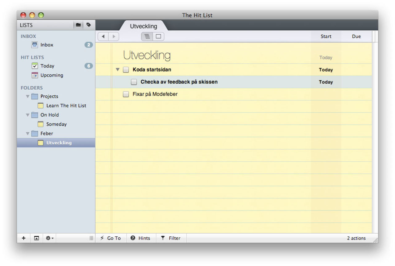 Hitlist ny konkurrent till Things och OmniFocus