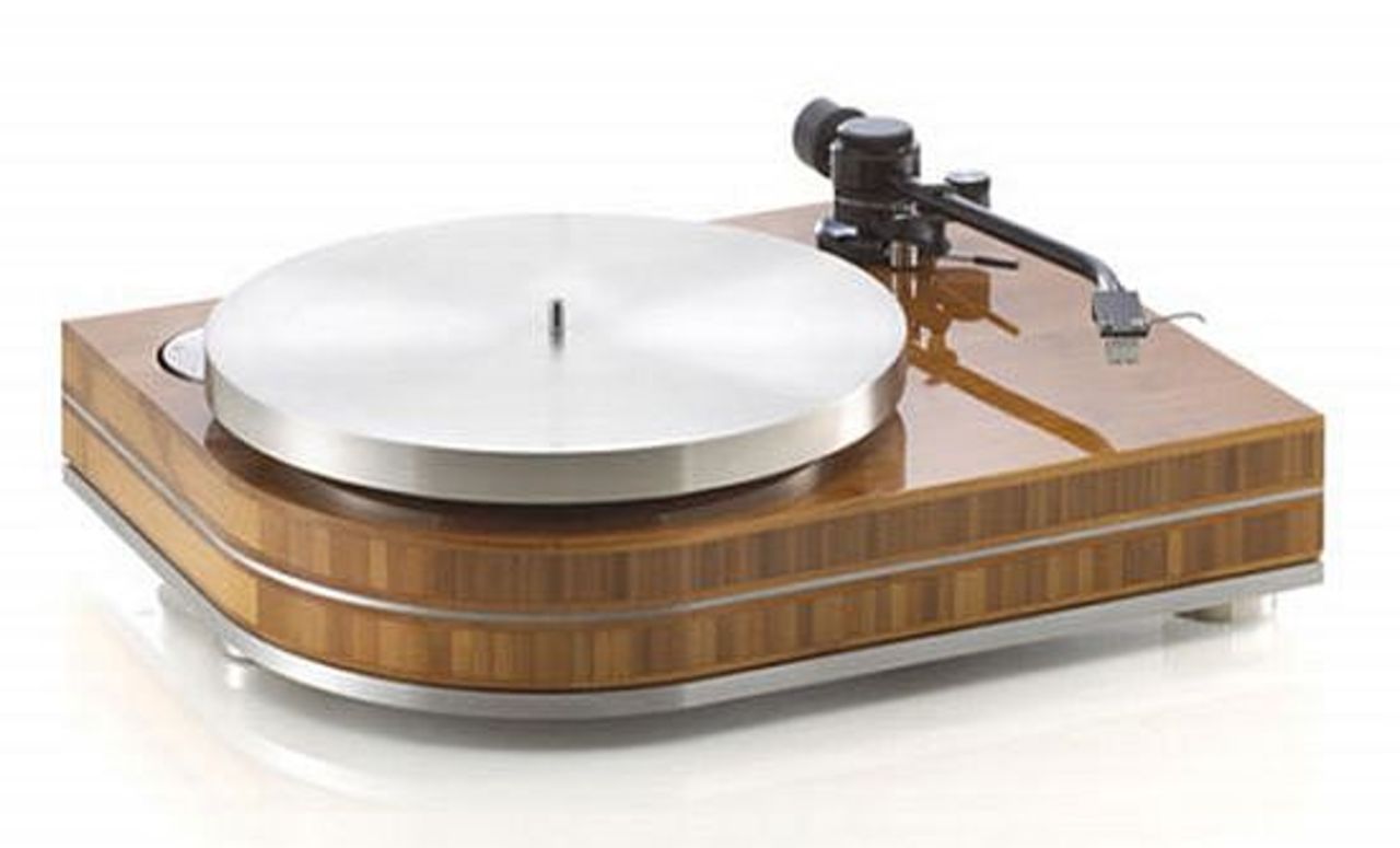 Lyxig skivspelare i trä