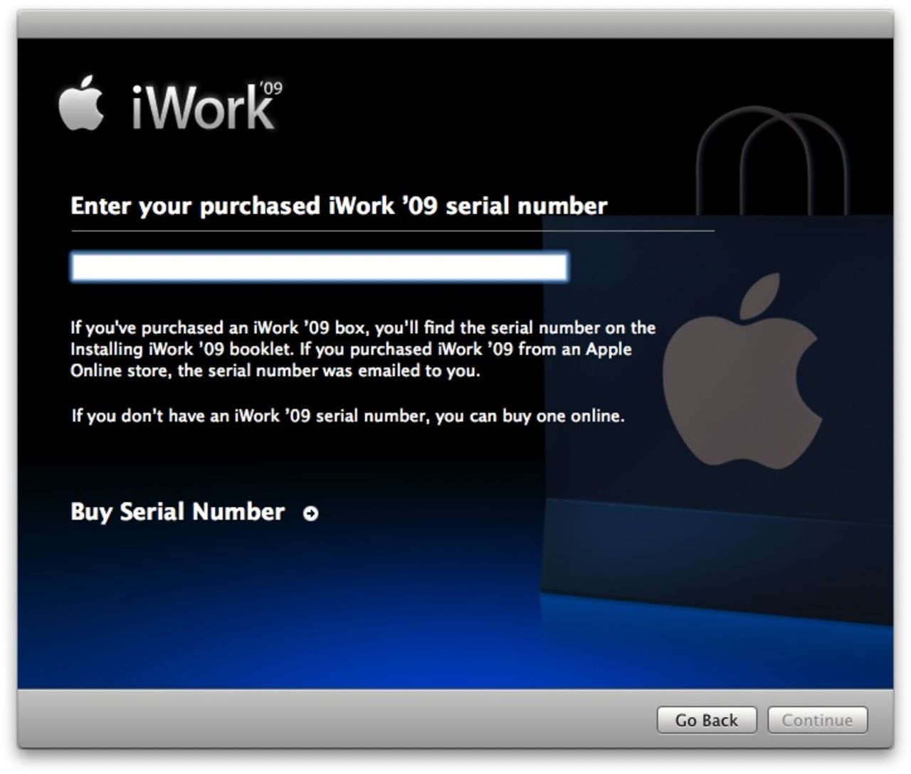iWork '09 utan serienummer