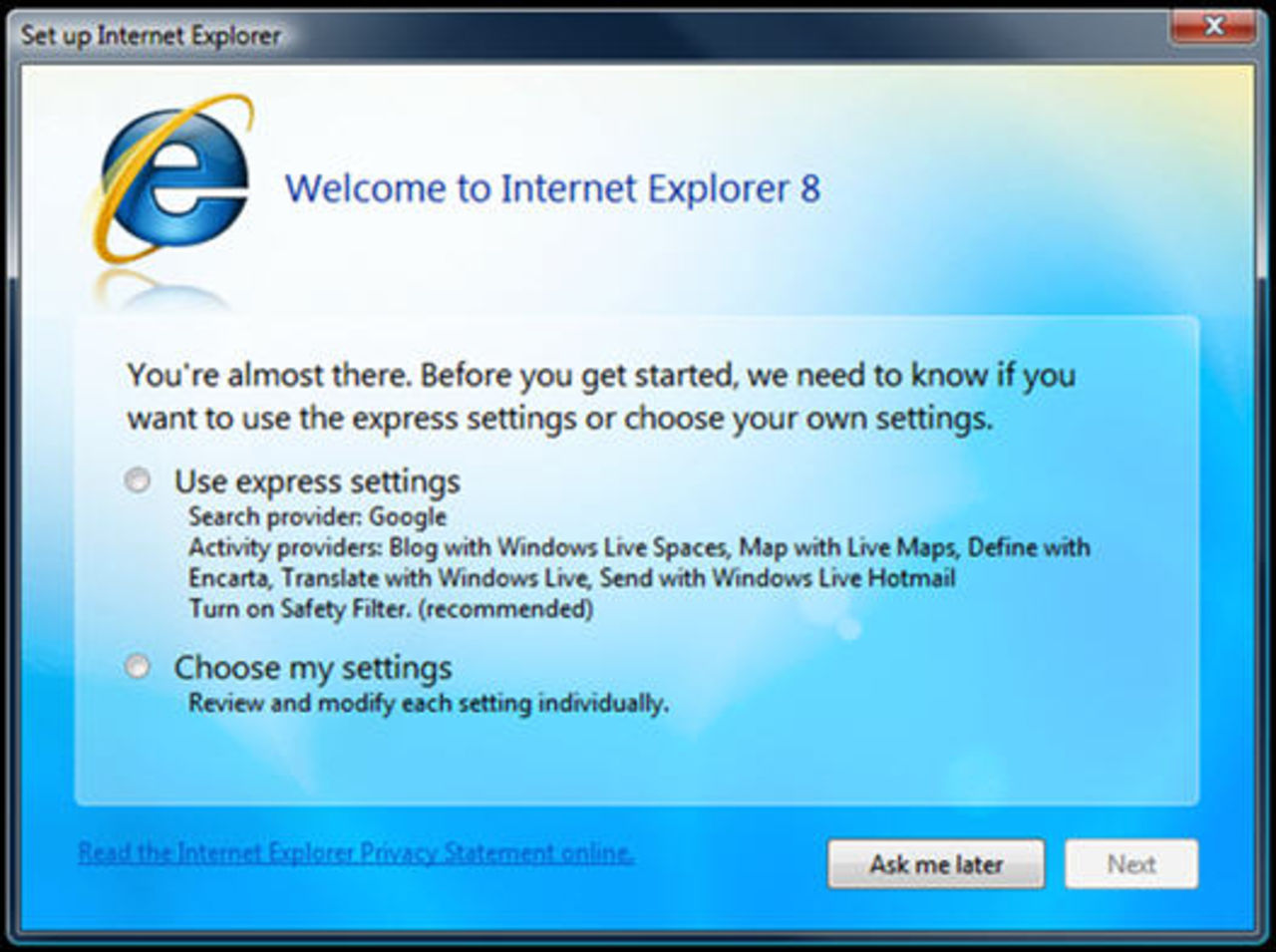 Internet Explorer 8 RC1 kom under dagen