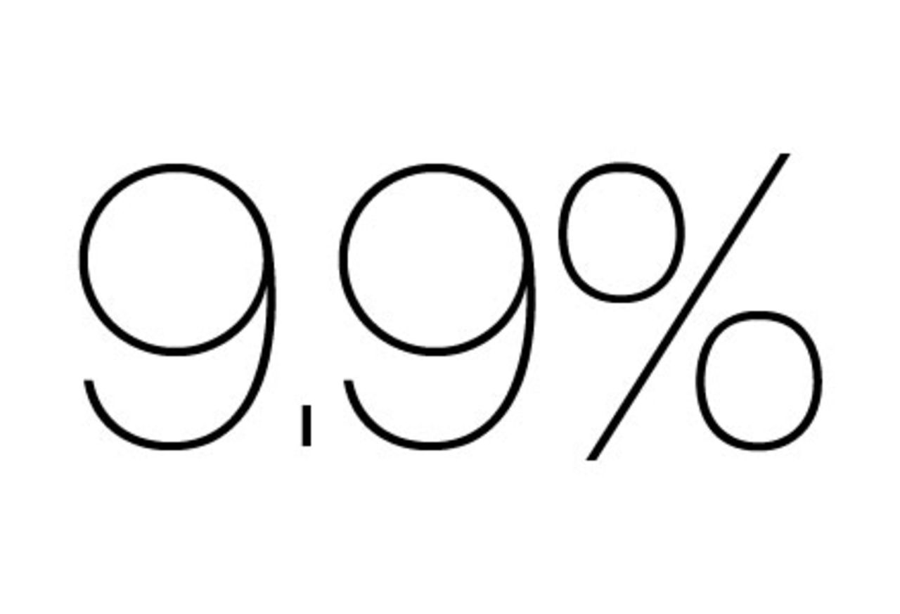 Nio komma nio procent