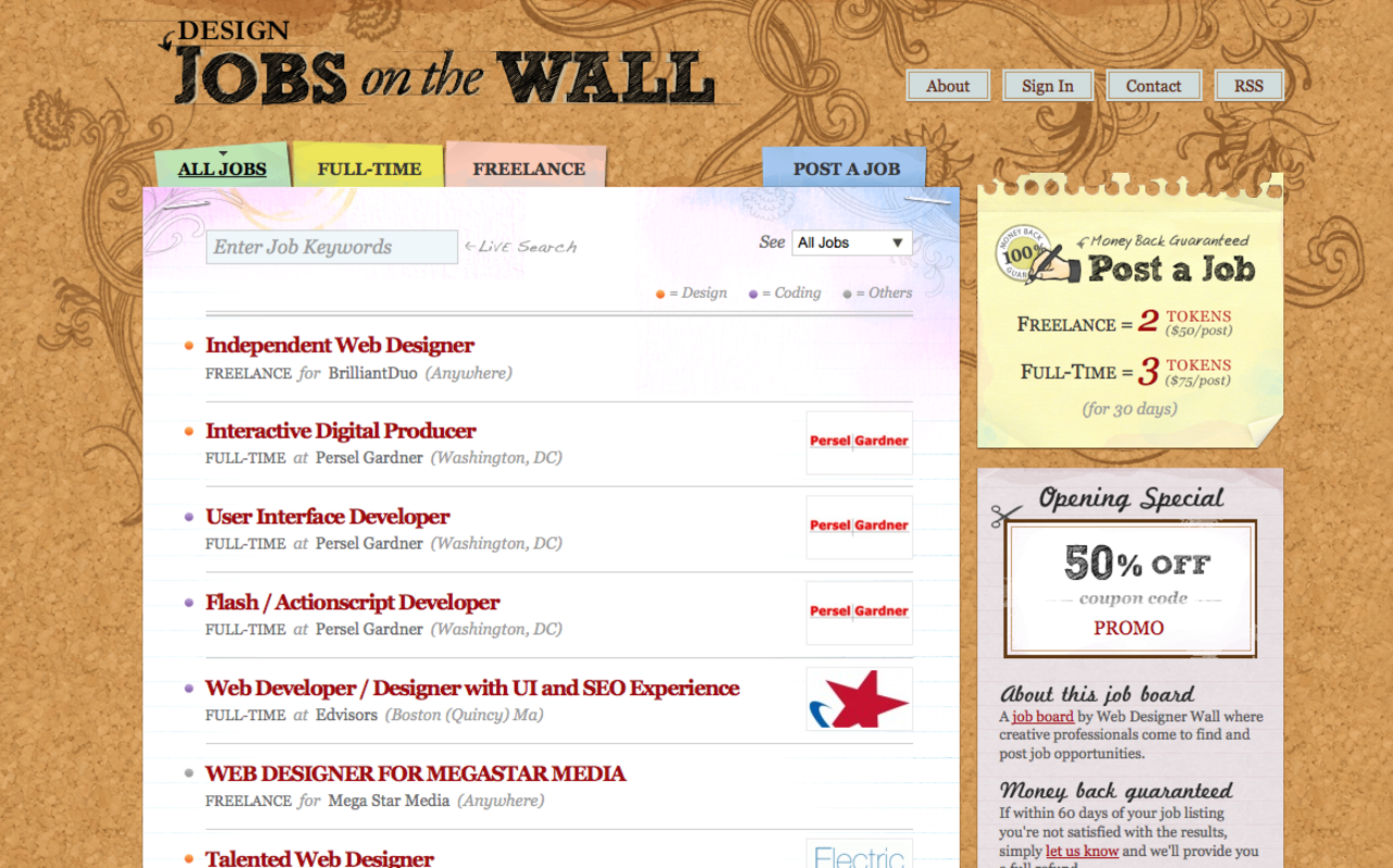 Design Jobs on the Wall.