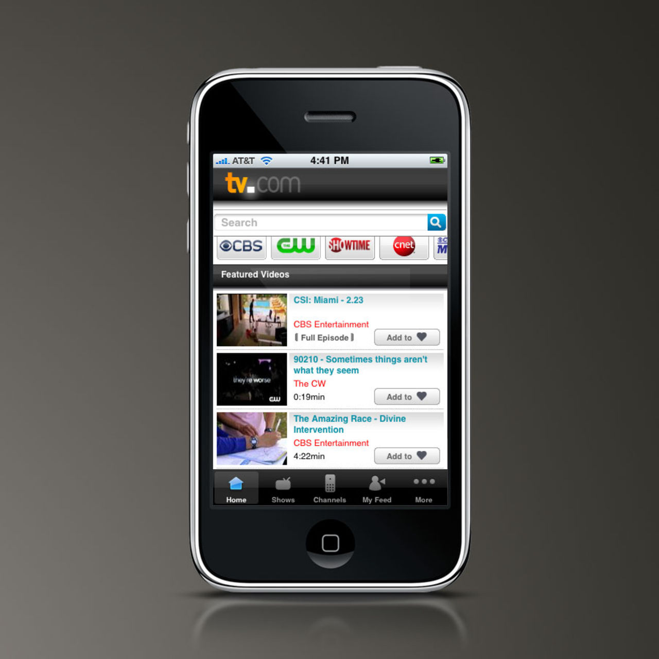 TV.com börjar strömma till iPhone