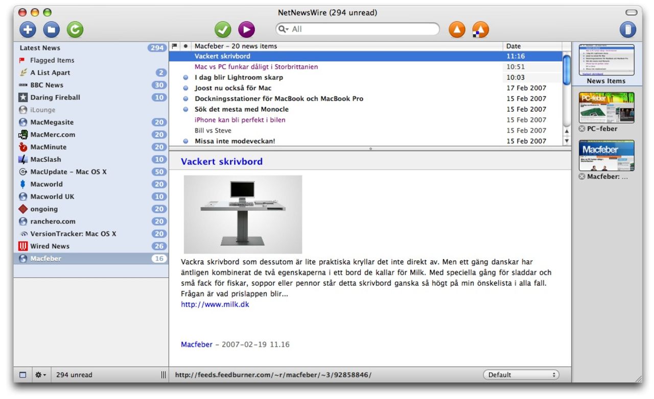 Tjuvtitt på NetNewsWire 3.0