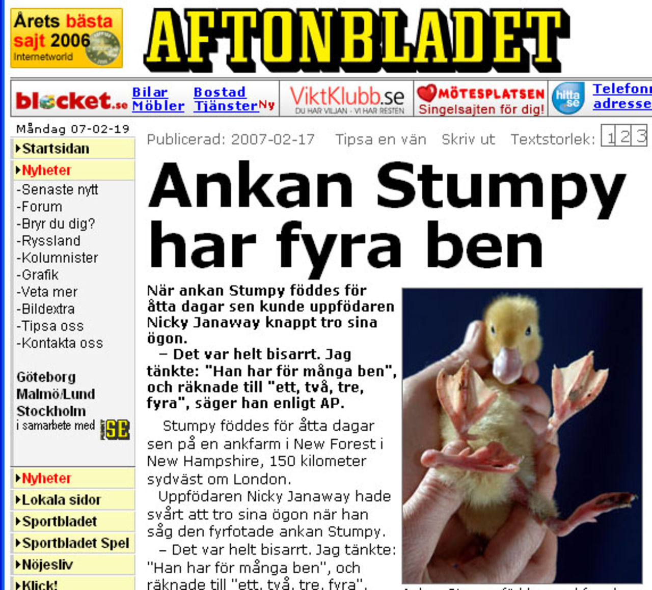 Anka född med fyra ben