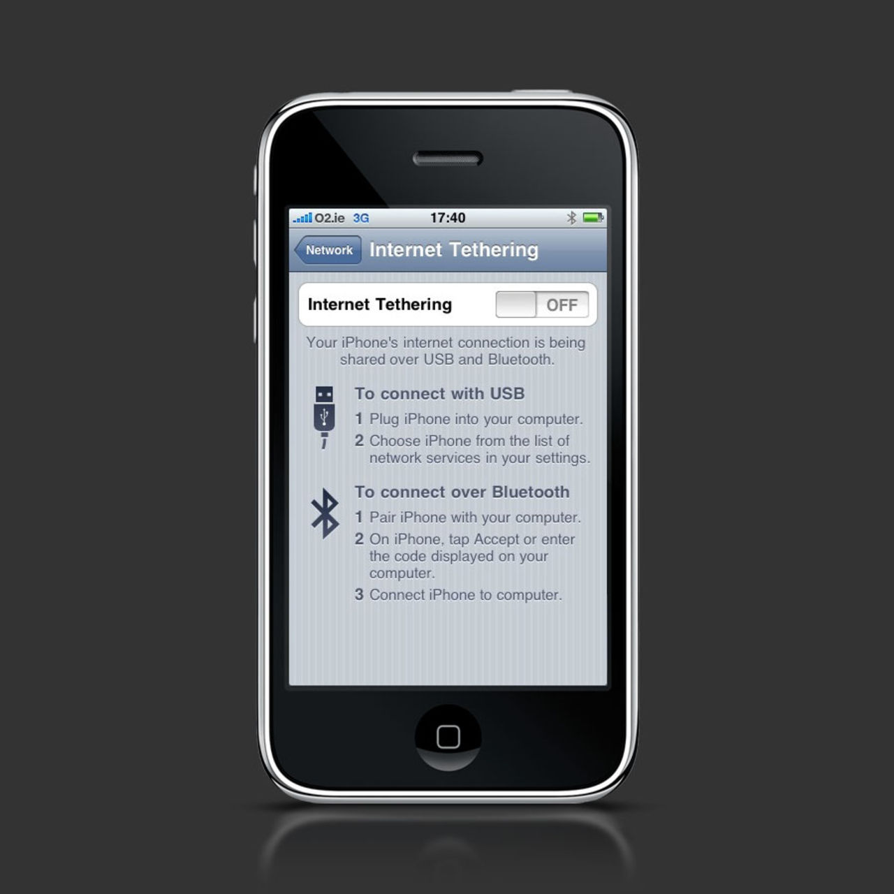 iPhone som modem över USB eller Bluetooth
